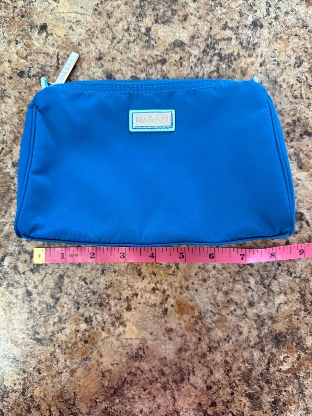Hadaki Royal Blue Nylon Cosmetic Pouch Travel Toiletry Makeup Bag Minimalist
